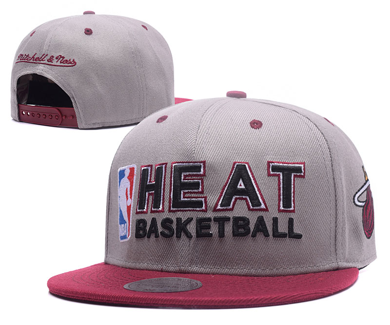 Heat Team Logo Gray Rose Mitchell & Ness Adjustable Hat GS