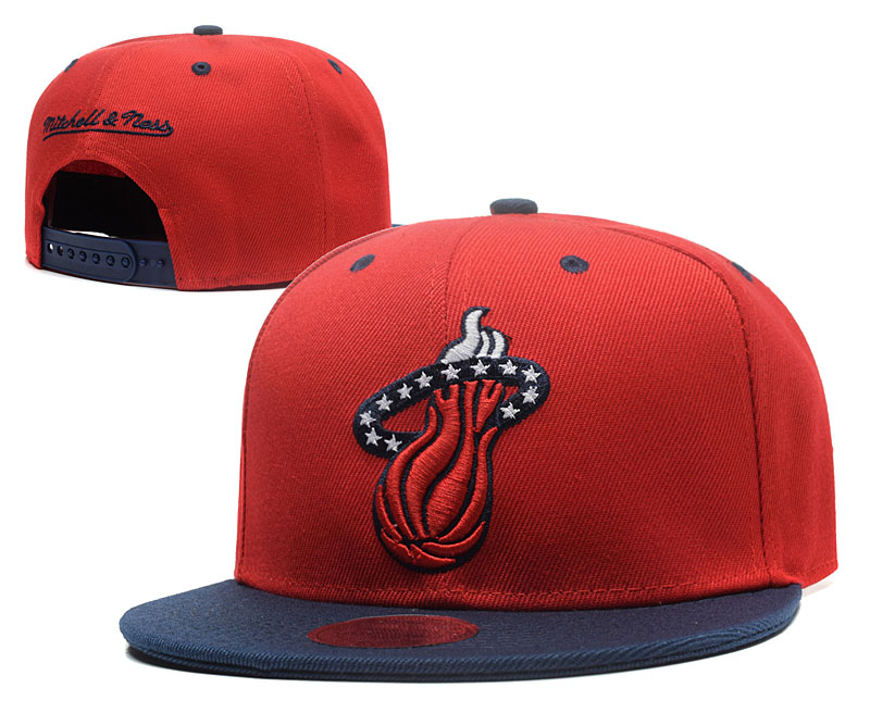 Heat Team Logo Red Black Mitchell & Ness Adjustable Hat GS
