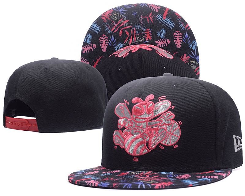 Hornets Team Logo Black With Flower Pattern Adjustable Hat GS