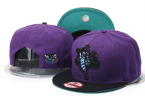 Hornets Team Logo Purple Black Adjustable Hat GS