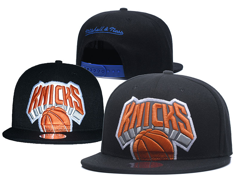 Knicks Fresh Logo Black Mitchell & Ness Adjustable Hat GS