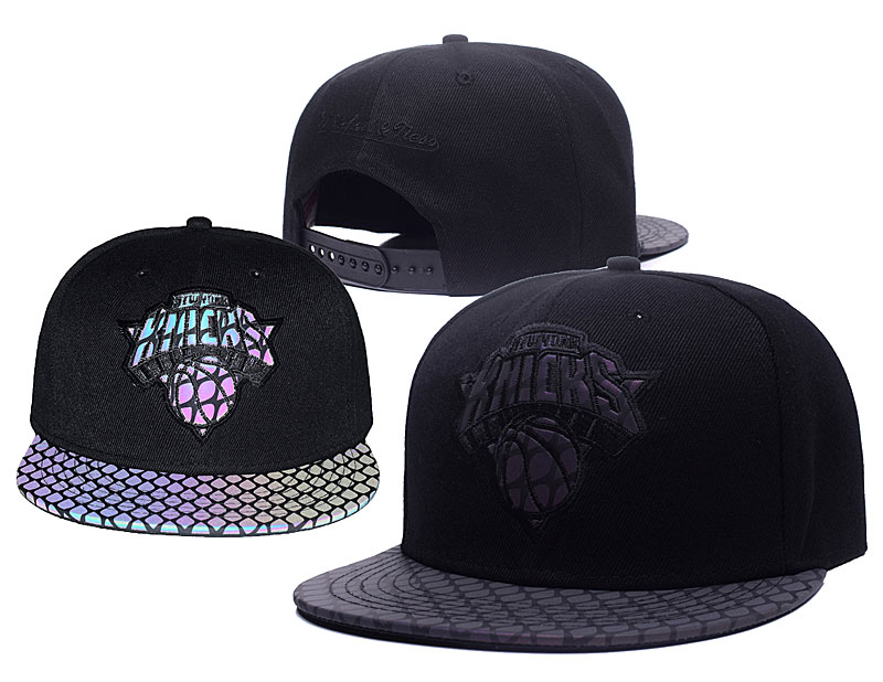 Knicks Team Logo All Black Mitchell & Ness Adjustable Hat GS