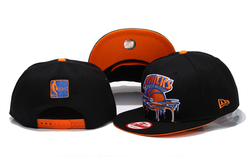 Knicks Team Logo Black Orange Adjustable Hat GS