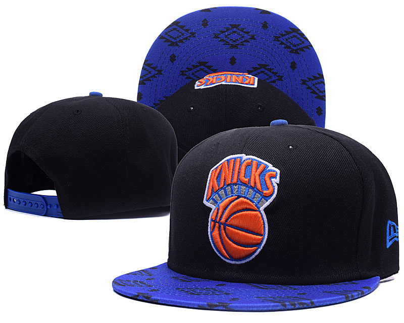 Knicks Team Logo Black Retro Pattern Adjustable Hat GS