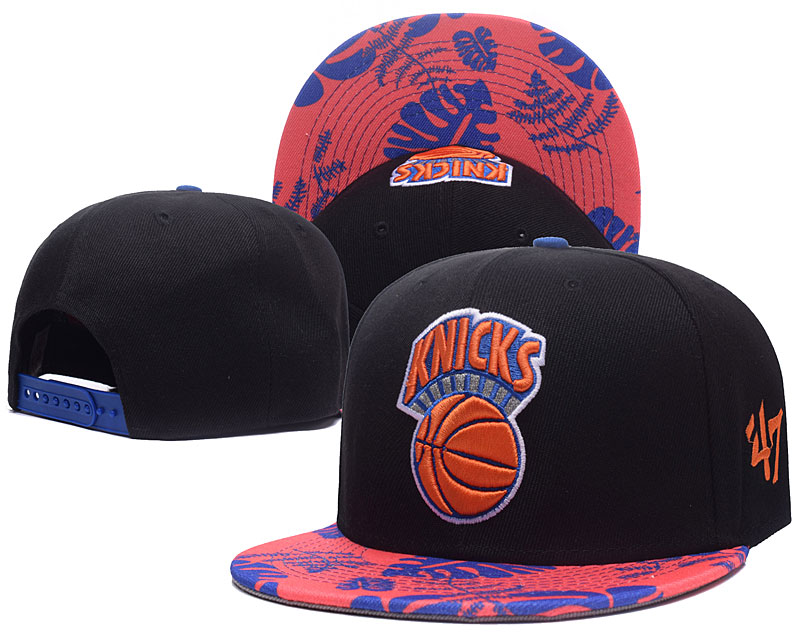 Knicks Team Logo Black With Flower Pattern Adjustable Hat GS