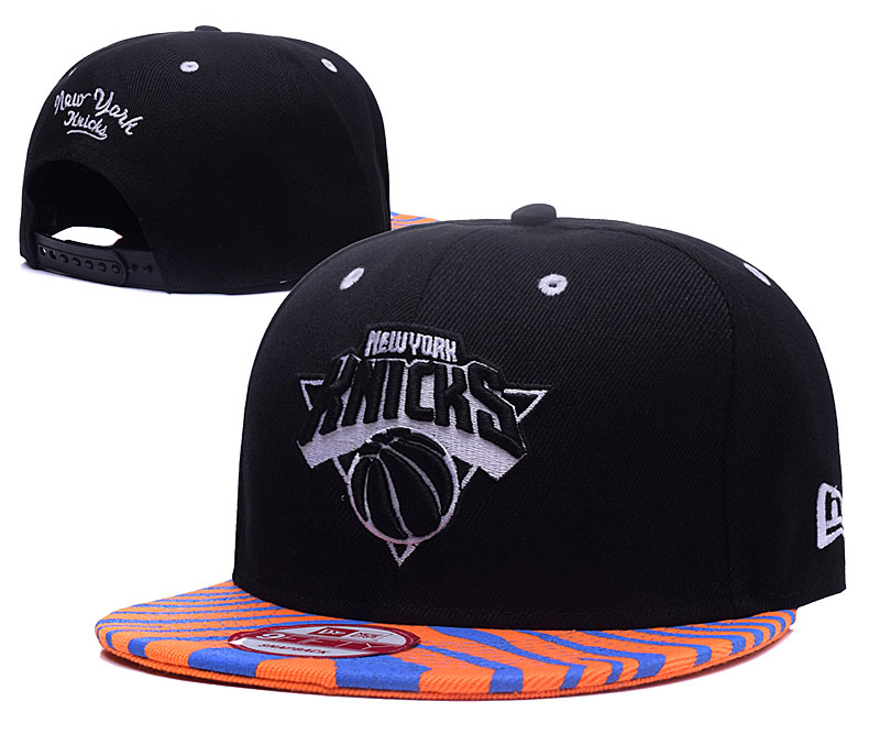 Knicks Team Logo Black With Pattern Adjustable Hat GS
