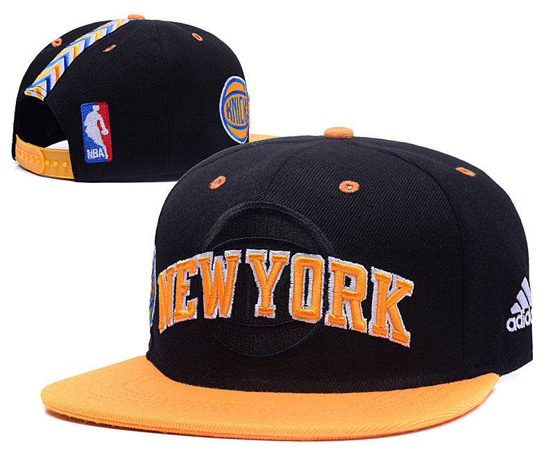 Knicks Team Logo Black Yellow Adjustable Hat GS