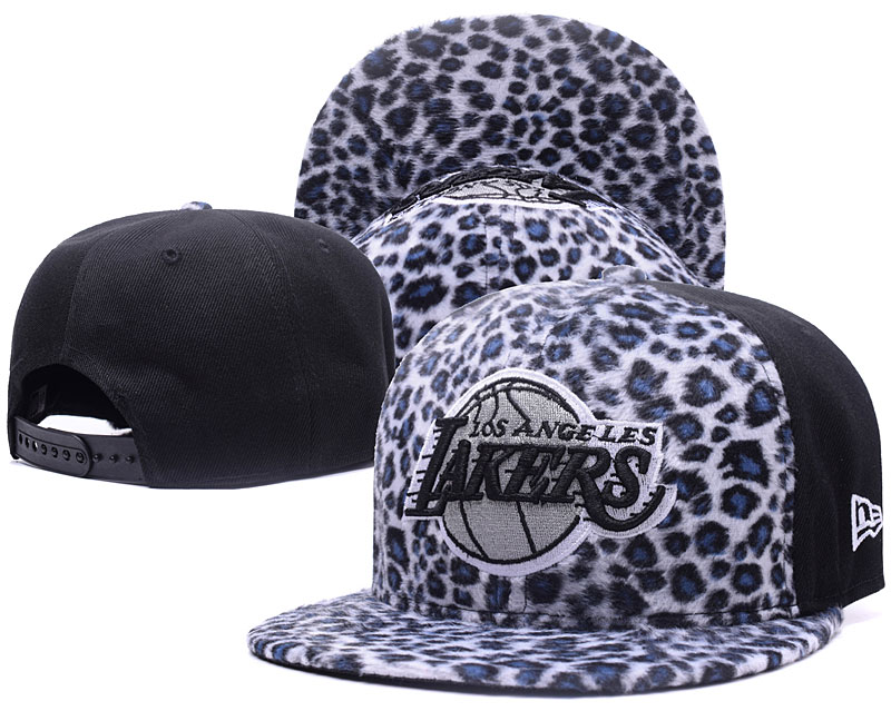 Lakers Team Logo Black Leopard Adjustable Hat GS