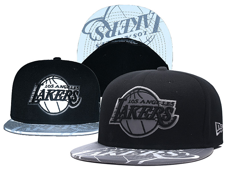 Lakers Team Logo Black Silver Adjustable Hat GS