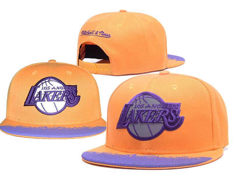 Lakers Team Logo Orange Mitchell & Ness Adjustable Hat GS
