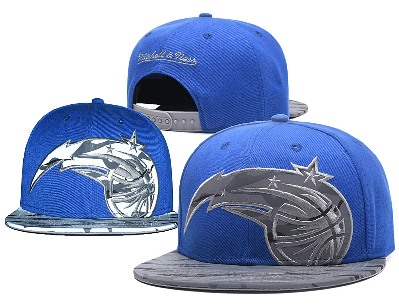 Magic Team Logo Blue Silver Mitchell & Ness Adjustable Hat GS