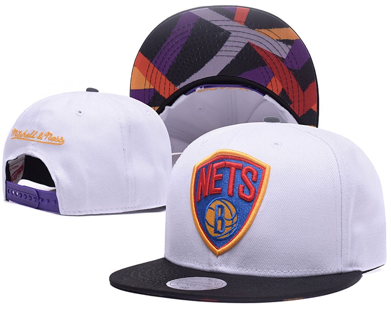 Nets Fresh Logo White Mitchell & Ness Adjustable Hat GS