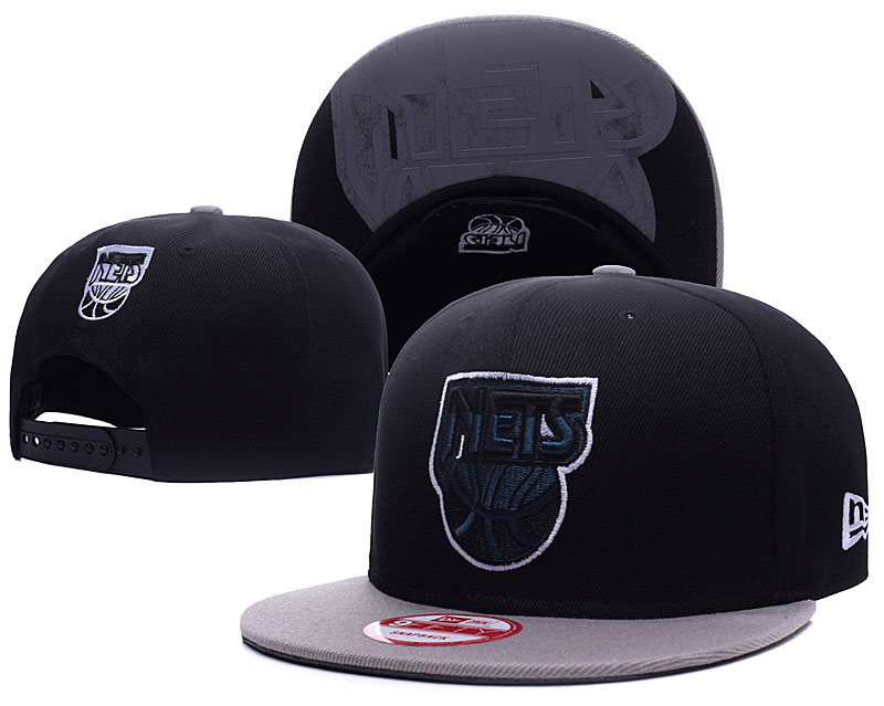 Nets Team Logo Black Gray Adjustable Hat GS