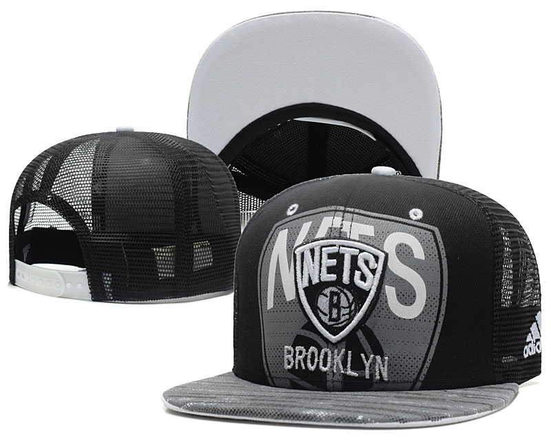 Nets Team Logo Black Hollow Carved Adjustable Hat GS