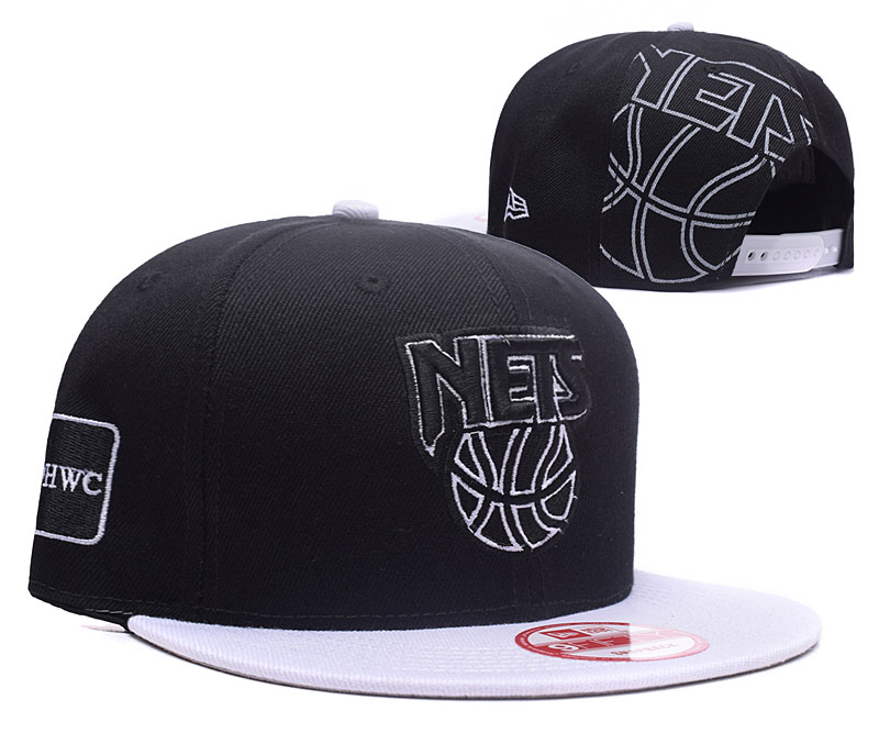 Nets Team Logo Black With White Adjustable Hat GS