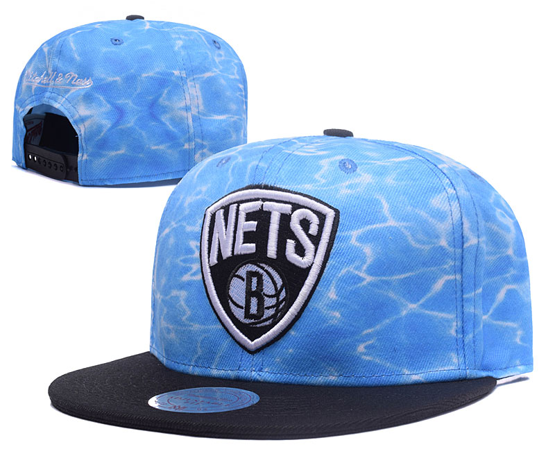 Nets Team Logo Blue Black Mitchell & Ness Adjustable Hat GS