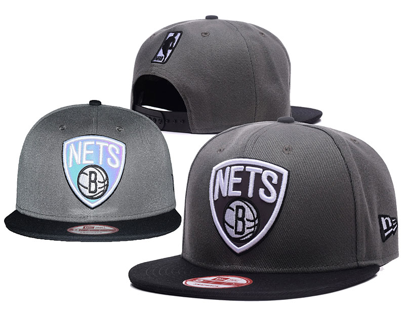 Nets Team Logo Gray Black Adjustable Hat GS