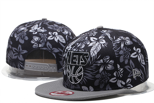 Nets Team Logo Gray Black With Flower Pattern Adjustable Hat GS