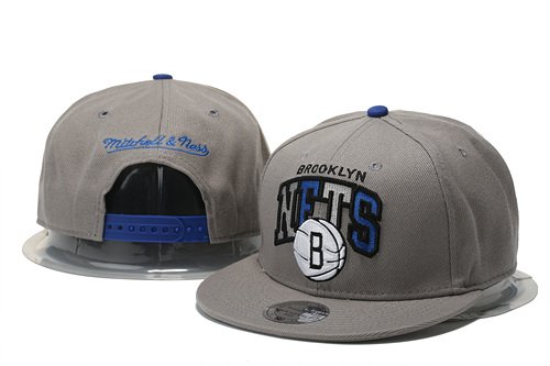 Nets Team Logo Gray Mitchell & Ness Adjustable Hat G
