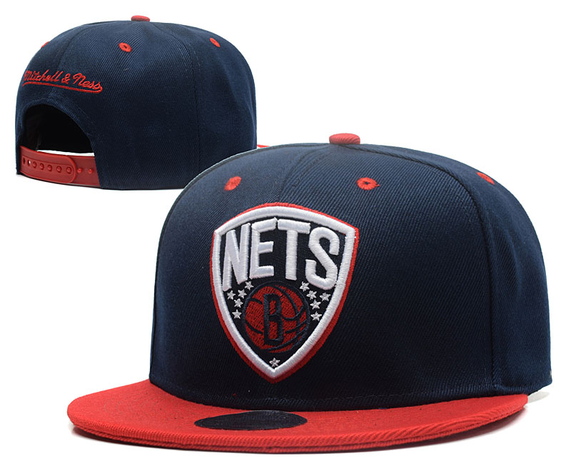 Nets Team Logo Red Black Mitchell & Ness Adjustable Hat GS