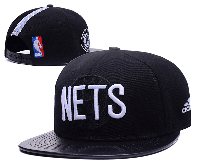 Nets Team White Logo Black Adjustable Hat GS