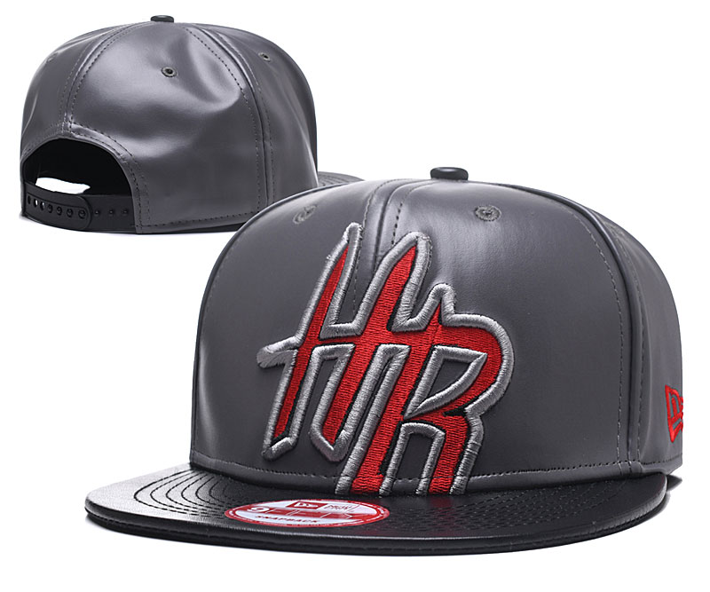 Rockets Team Logo Gray Leather Adjustable Hat GS