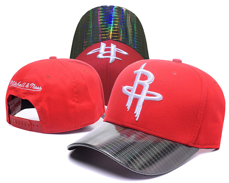 Rockets Team Logo Red Mitchell & Ness Peaked Adjustable Hat GS - Click Image to Close
