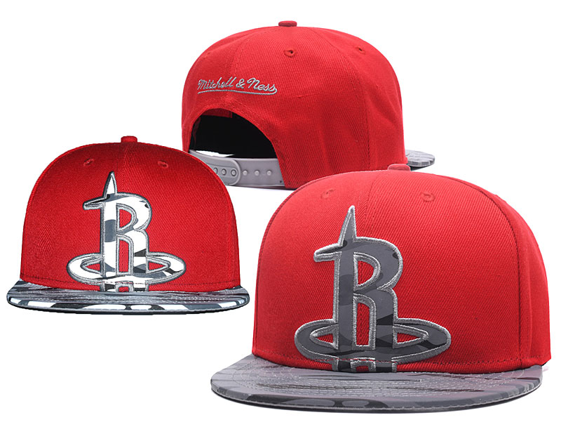 Rockets Team Logo Red Silver Mitchell & Ness Adjustable Hat GS