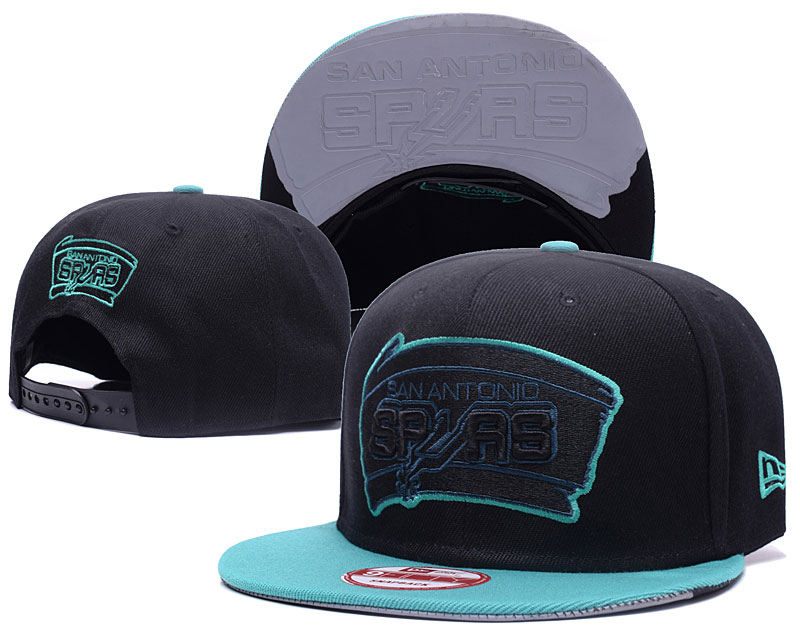 Spurs Team Logo All Black Blue Adjustable Hat GS