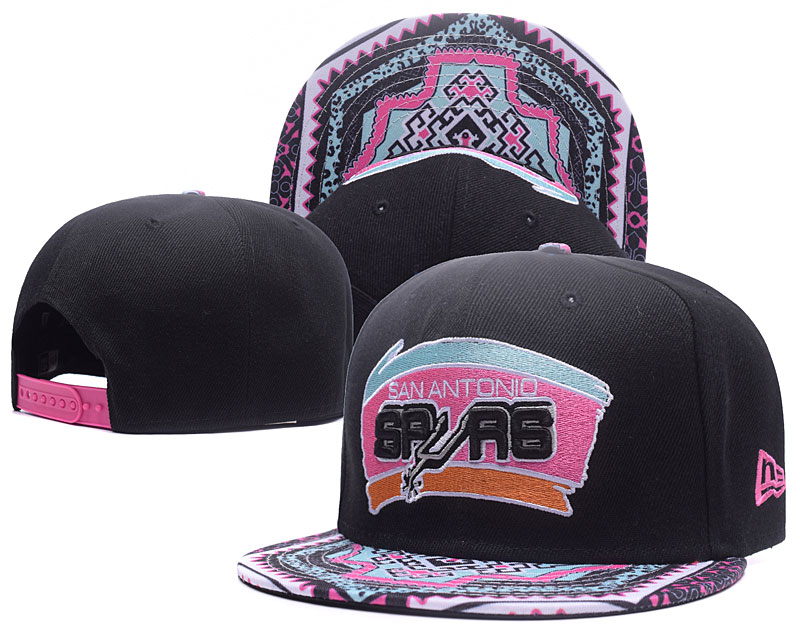 Spurs Team Logo Black Retro Pattern Adjustable Hat GS