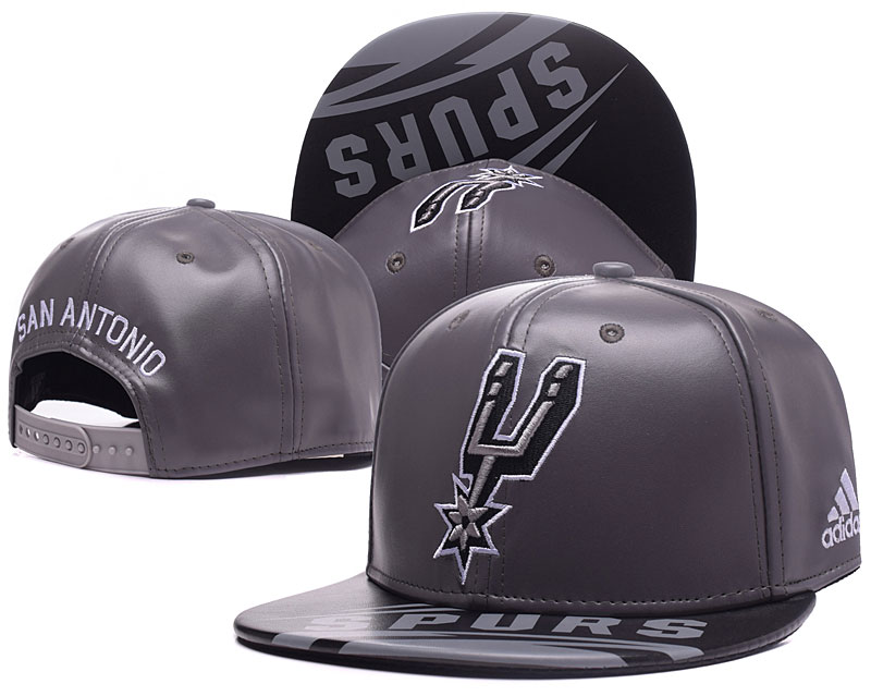 Spurs Team Logo Gray Leather Adjustable Hat GS