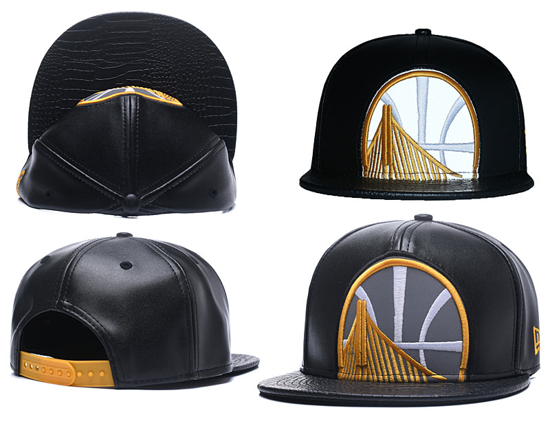 Warriors Fresh Logo Black Leather Adjustable Hat GS