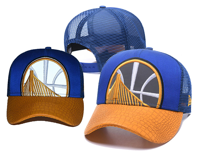 Warriors Fresh Logo Blue Yellow Hollow Carved Peaked Adjustable Hat GS