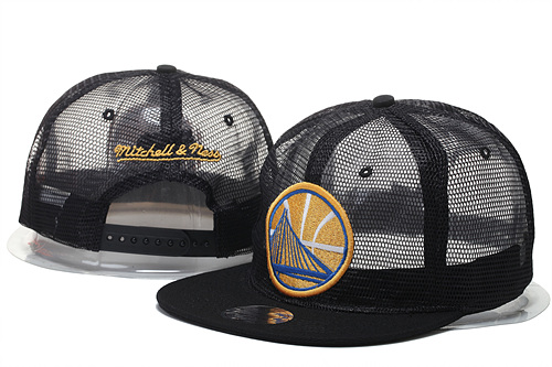 Warriors Team Black Hollow Carved Mitchell & Ness Adjustable Hat GS