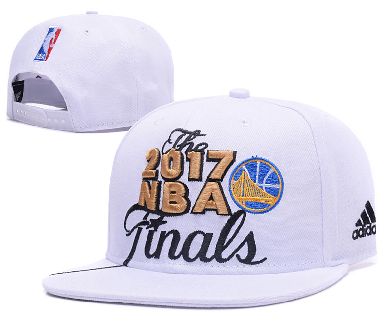 Warriors Team Logo 2017 NBA Finals White Adjustable Hat GS