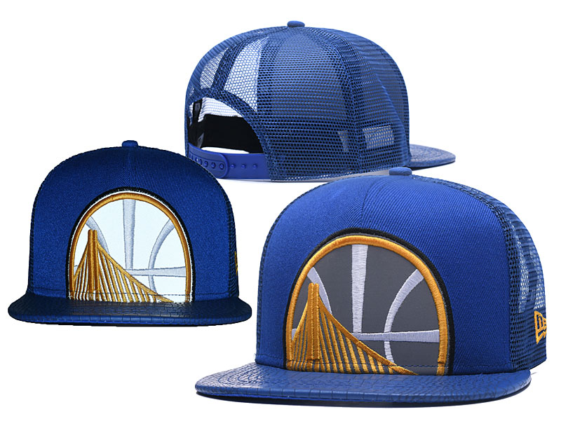Warriors Team Logo ALL Blue Hollow Carved Peaked Adjustable Hat GS