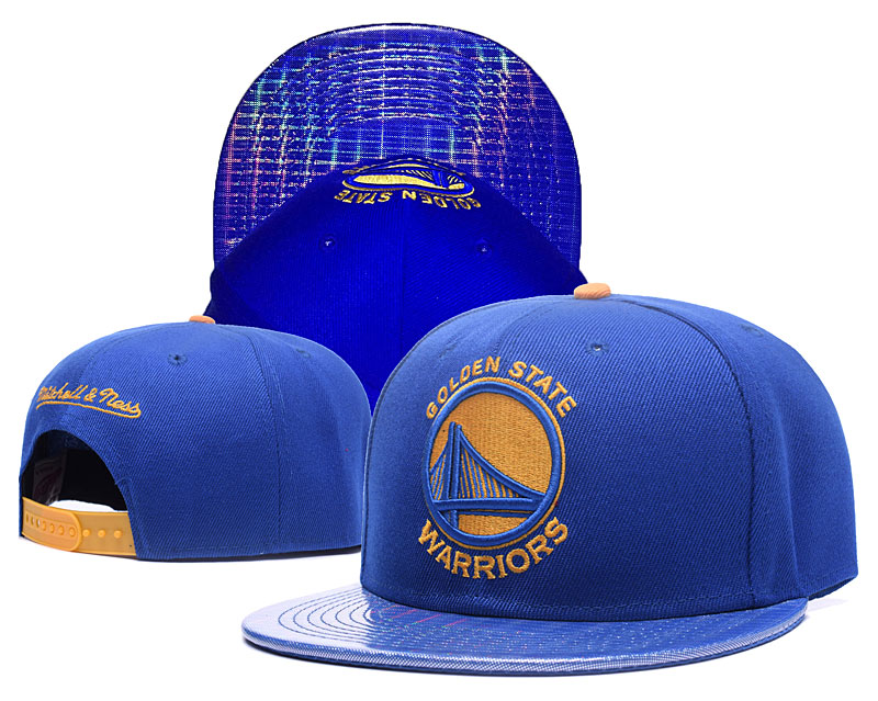 Warriors Team Logo Blue Mitchell & Ness Adjustable Hat GS - Click Image to Close