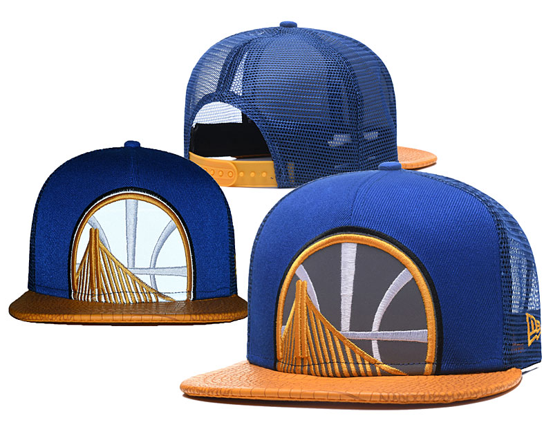 Warriors Team Logo Blue Yellow Hollow Carved Peaked Adjustable Hat GS