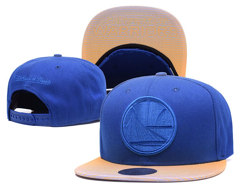Warriors Team Logo Blue Yellow Mitchell & Ness Adjustable Hat GS