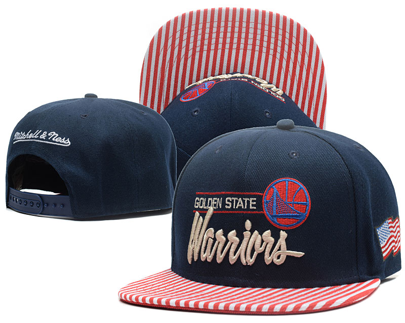 Warriors Team Navy With Red Stripe Mitchell & Ness Adjustable Hat GS