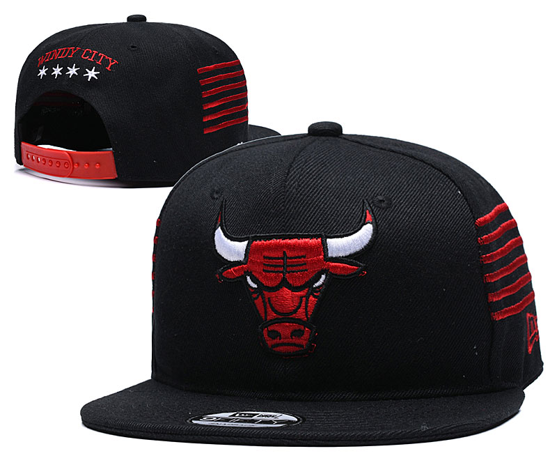 Bulls Fresh Logo Black Red Mitchell & Ness Adjustable Hat YD