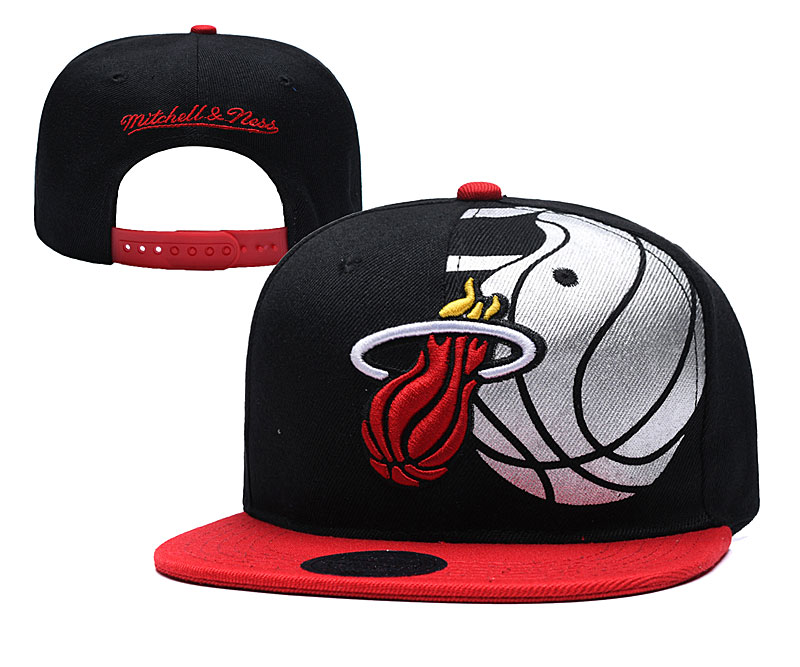 Heat Team Logo Black Red Mitchell & Ness Adjustable Hat YD