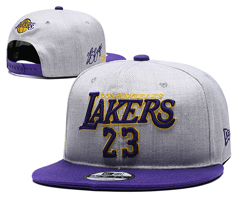 Lakers Fresh Logo 23 Gray Purple Adjustable Hat YD - Click Image to Close