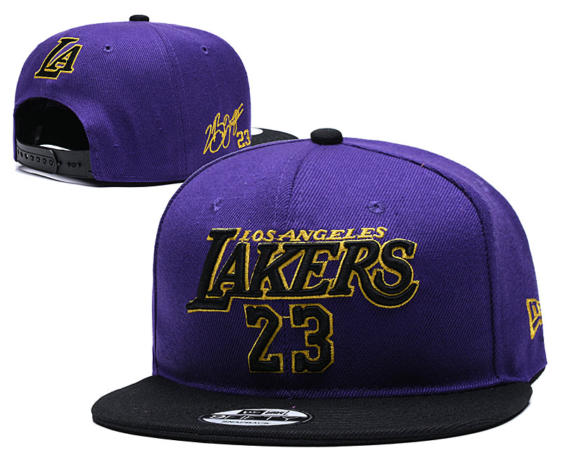 Lakers Team Logo 23 Purple Black Adjustable Hat YD - Click Image to Close