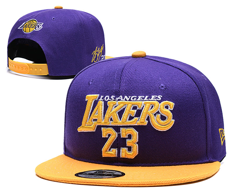 Lakers Team Logo 23 Purple Yellow Adjustable Hat YD
