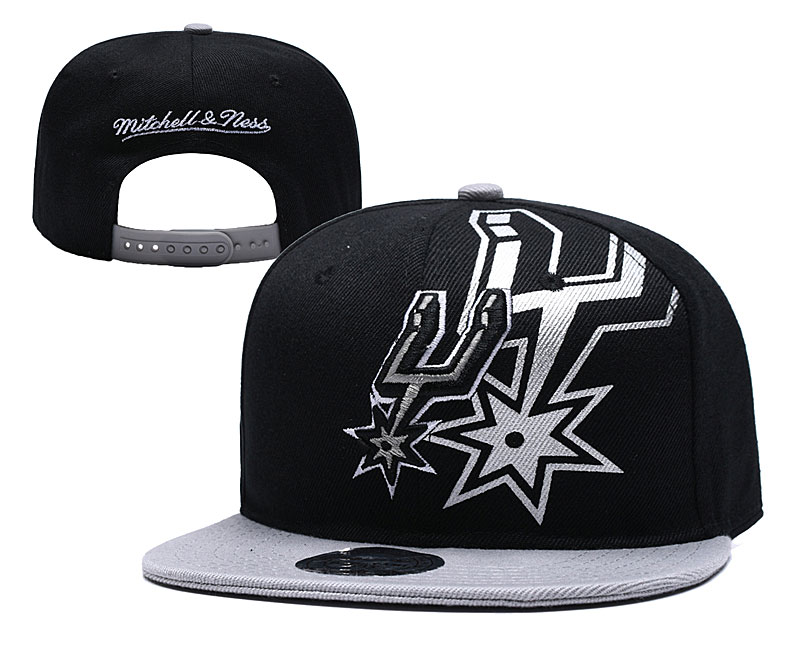 Spurs Team Logo Black Gray Mitchell & Ness Adjustable Hat YD