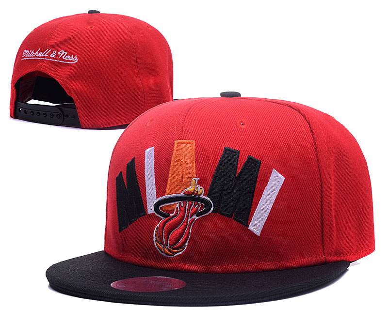 Heat Team Logo Red Black Mitchell & Ness Adjustable Hat GS
