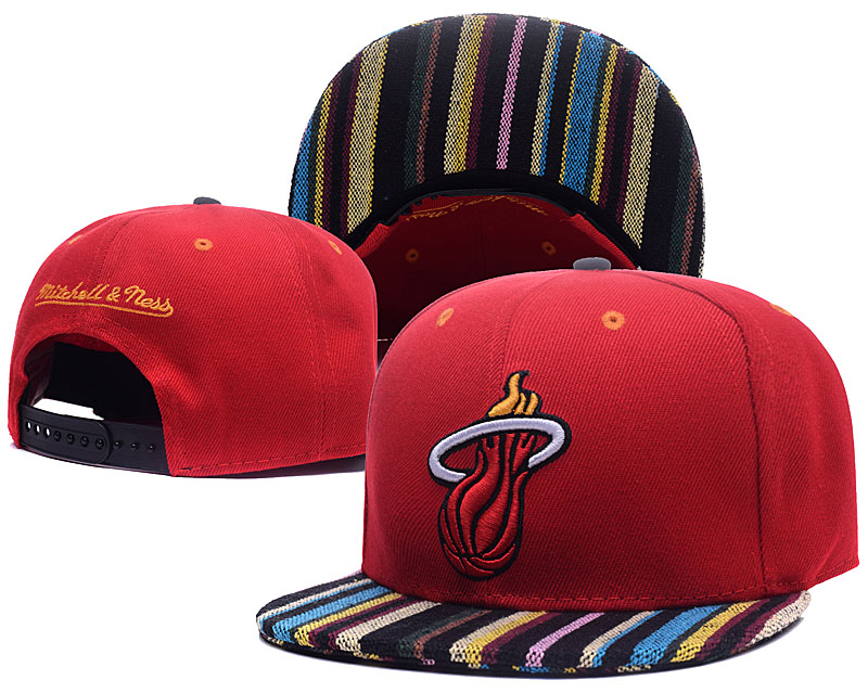 Heat Team Logo Red With Stripe Mitchell & Ness Adjustable Hat GS