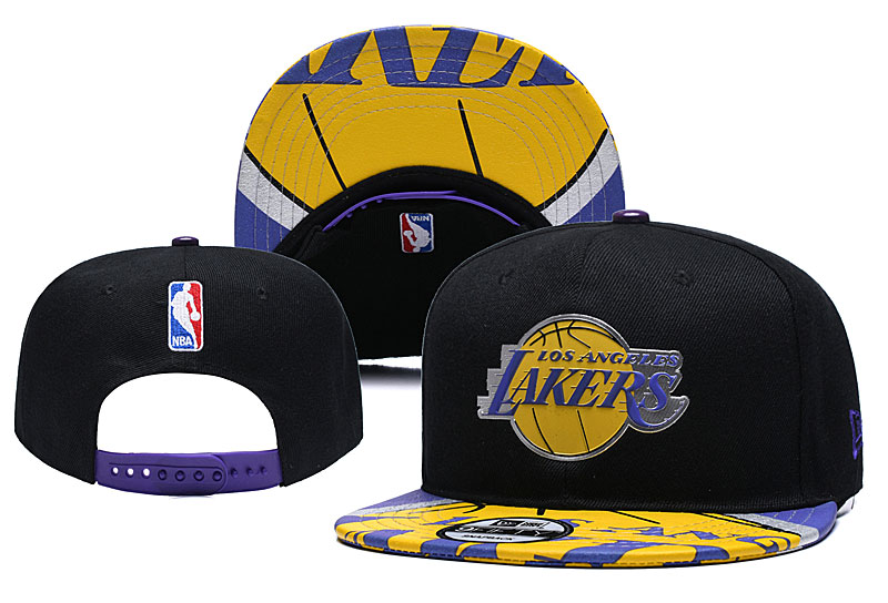 Lakers Team Logo Black Yellow Adjustable Hat YD - Click Image to Close