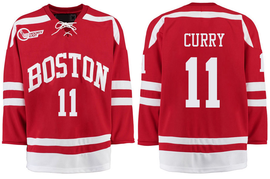 Boston University Terriers BU 11 Patrick Curry Red Stitched Hockey Jersey